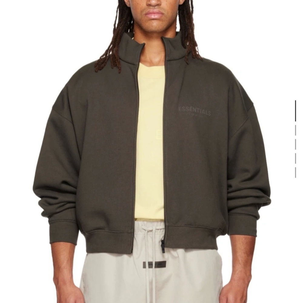 Essentials Men's Zip-Up Sweater in Dark Brown